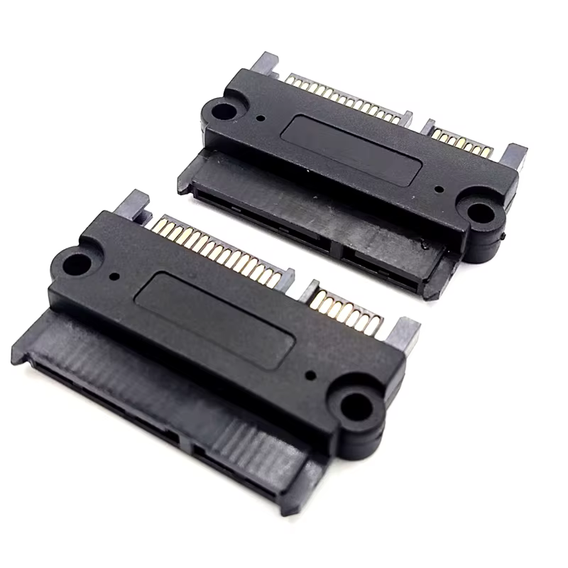SATA to SATA HDD Adapter 22 Pin (7+15) Male to Female Extender PVC Jacket Slim Black Converter Adapter for Computer