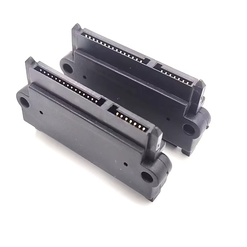 SATA to SATA HDD Adapter 22 Pin (7+15) Male to Female Extender PVC Jacket Slim Black Converter Adapter for Computer