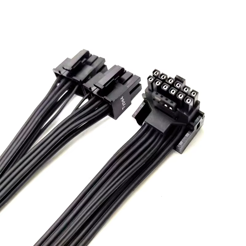12+4 PCIE 5.0 Compatible 12VHPWR 16AWG Cable with PVC & TPE Jacket Right-Angle Connectors for GPU RTX 3090Ti 4070Ti 4080 4090