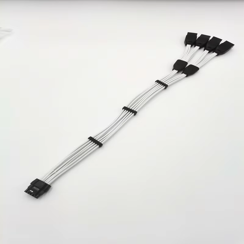 GPU Power PCI-e 5.0 Extension Cable 16Pin(12+4) 12VHPWR Male to PCIE 5.0 4×8(6+2) Pin Female 16AWG Cable with Sleeved
