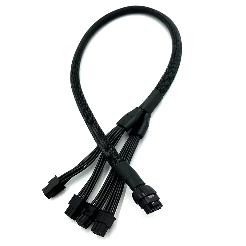 GPU Power PCI-e 5.0 Extension Cable 16Pin(12+4) 12VHPWR Male to PCIE 5.0 4x6Pin Male 16AWG Cable with Sleeved