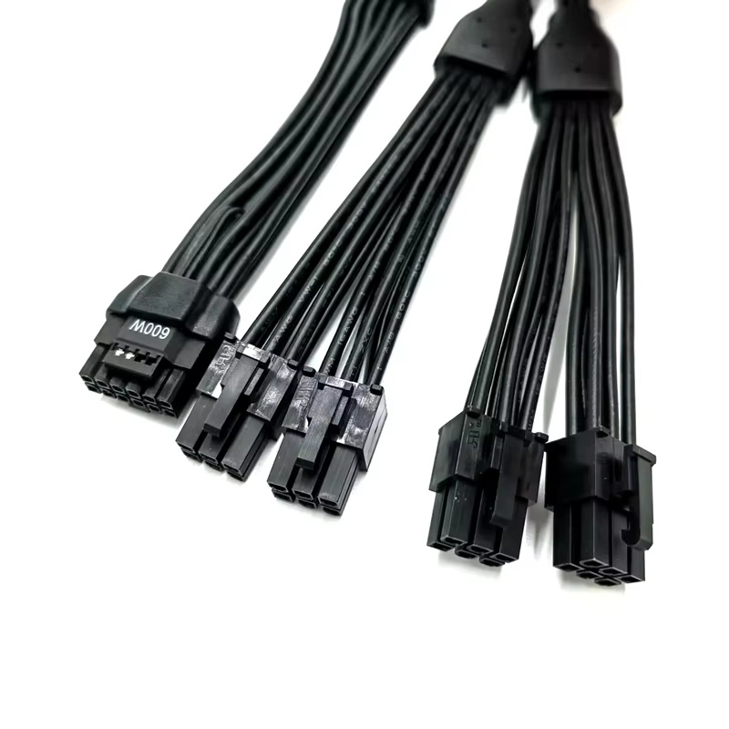 GPU Power PCI-e 5.0 Extension Cable 16Pin(12+4) 12VHPWR Male to PCIE 5.0 4x6Pin Male 16AWG Cable with Sleeved