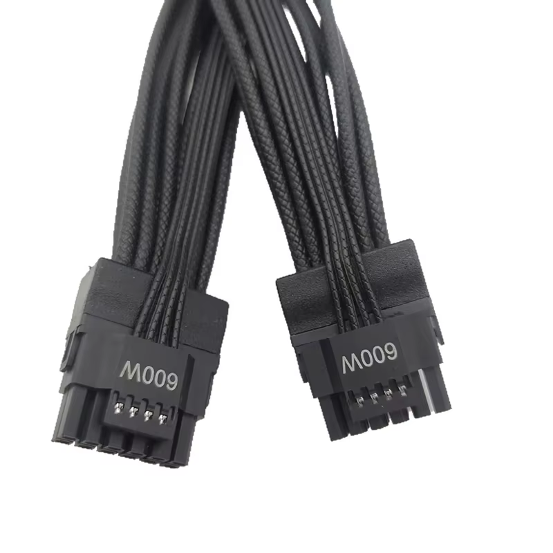 Dual-Color 12+4 PCIE 5.0 Compatible 12VHPWR Cable Right-Angle 2x8P 16AWG PVC TPE Jacket for RTX 3090Ti 4070Ti 4080 4090 GPUs