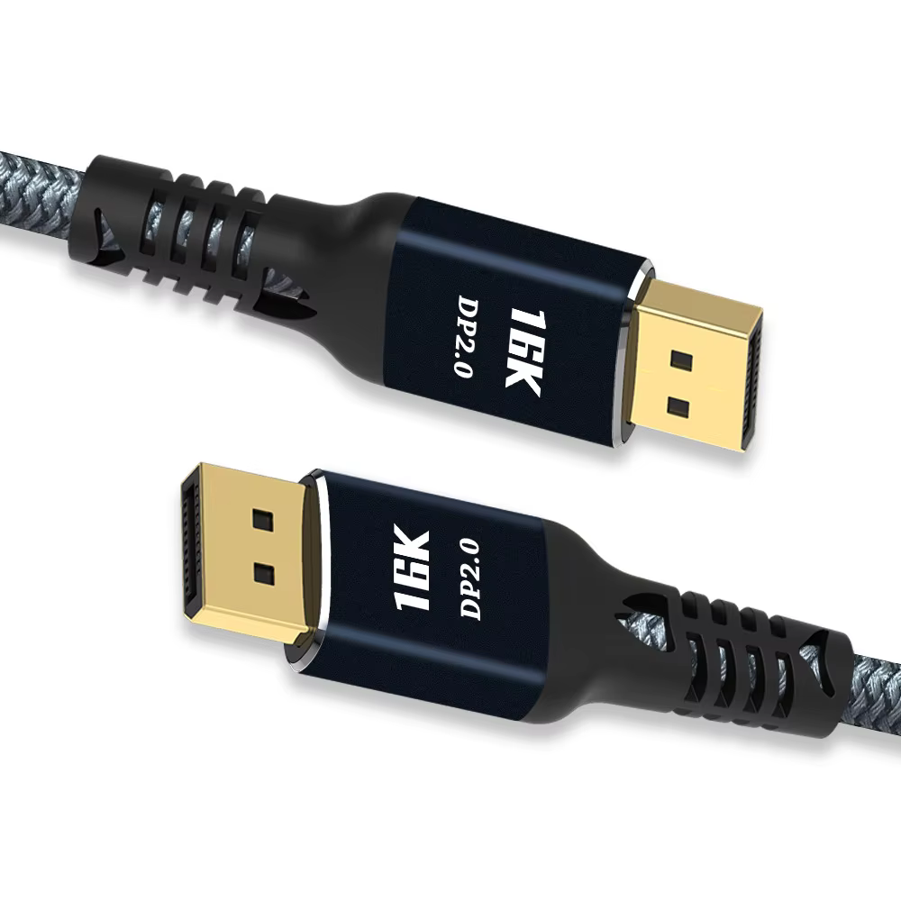 Nylon Braid 16K DP 2.1 Version HD Displayport to Displayport Cable Video Game Monitor Laptop Cable for Computer Use