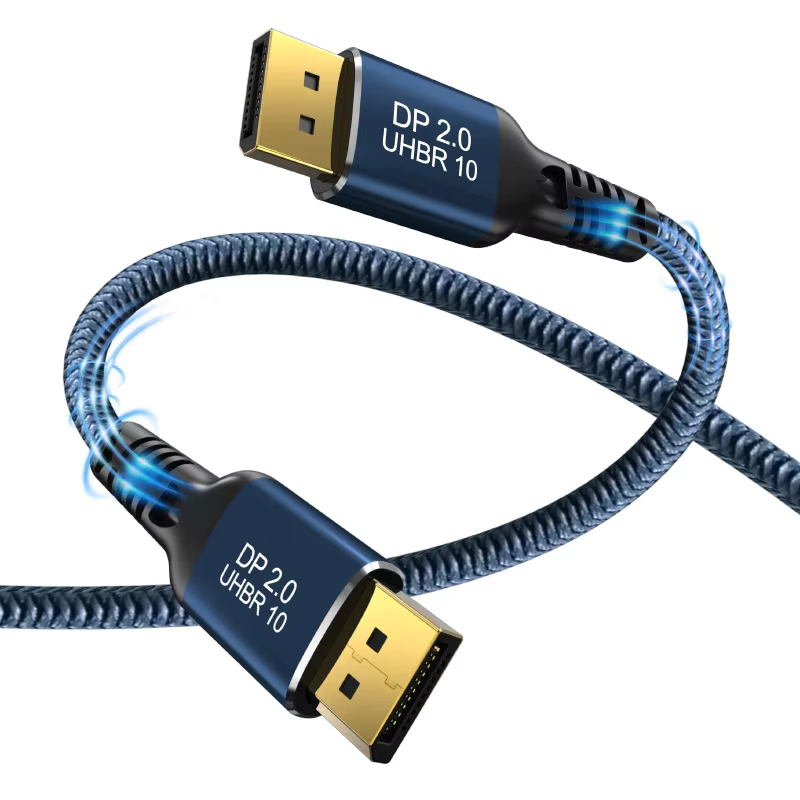 Nylon Braid 16K DP 2.1 Version HD Displayport to Displayport Cable Video Game Monitor Laptop Cable for Computer Use