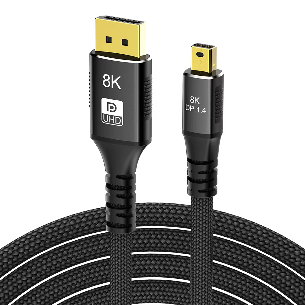 Maoye DP Mini USB Coaxial Cable Gold Connectors Nickel Plated Tinned Copper Conductor 2m Nylon Braid PVC Shielding HDR Computer