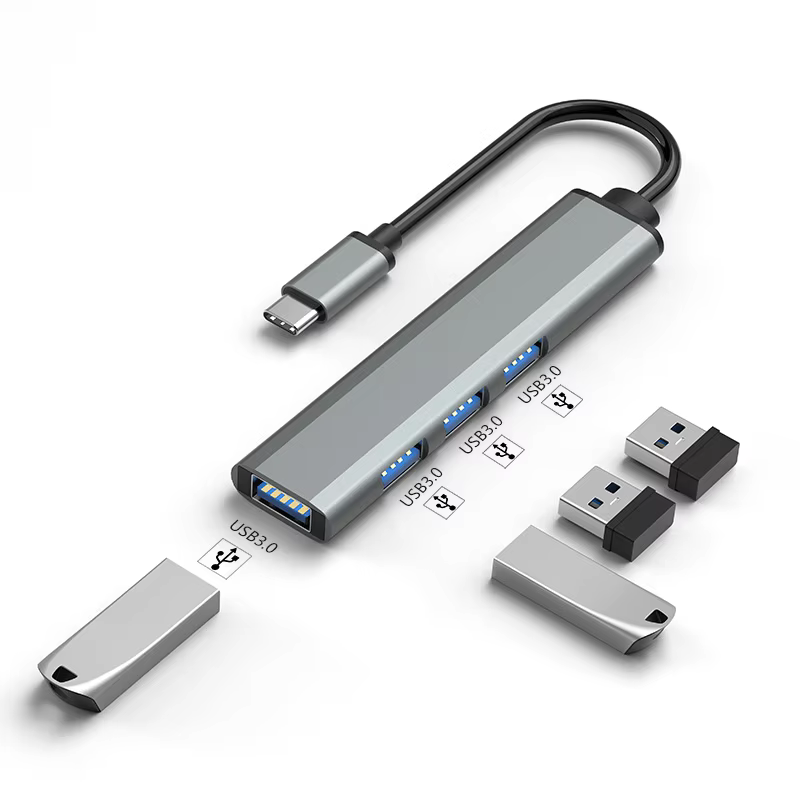 Hot Selling 4-Port USB 3.1 Data C Hub Factory Wholesale USB Splitter Hub with Data Type C for PC in Stock