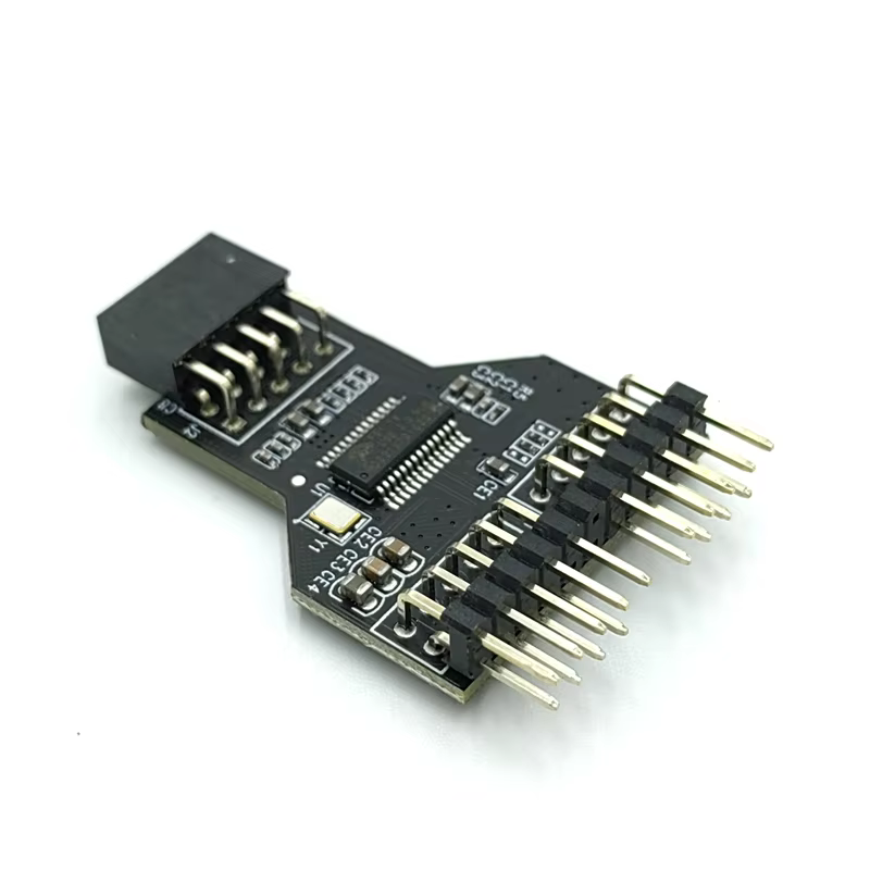 USB2.0 Dual 9-Pin & 19-Pin Multi-function Expansion Hub with 2-4 Ports for Desktop in Stock
