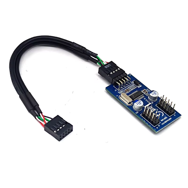Desktop Motherboard Serial Port USB2.0 9PIN Dual 9-Pin Expansion Hub with 19-Pin Port-in Stock