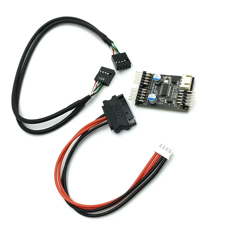 USB2.0 Dual 9-Pin Multi-function Expansion Hub with Cable for Desktop Motherboard-Stock Product 2-4 Ports