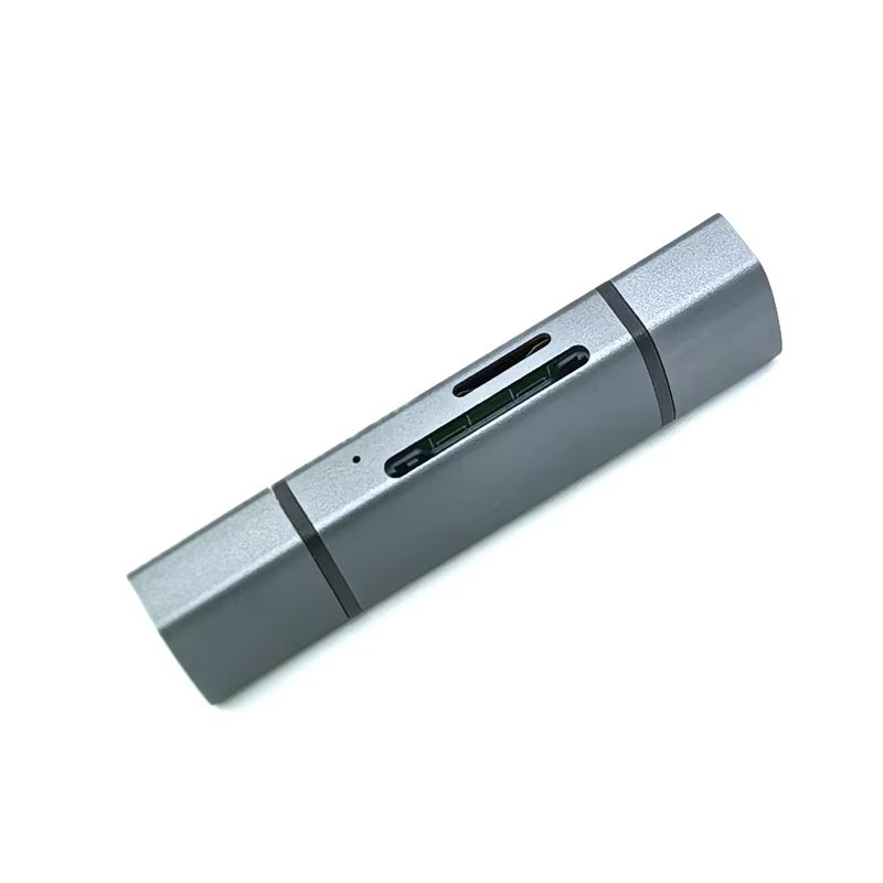 USB3.0 Male + Type-C3.0 Male Dual Port High-Speed USB3.0 OSD+TF5GBPS Desktop Hub with Dual Card Reader