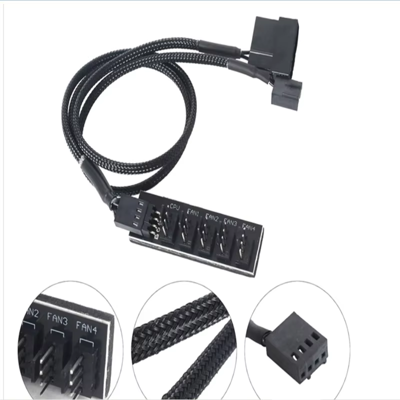 USB 2.0 Cable for Computer Case with PVC Jacket Braid Shielding 3A Fast Charging Front Panel Fan Connector MY Brand Model MY5018