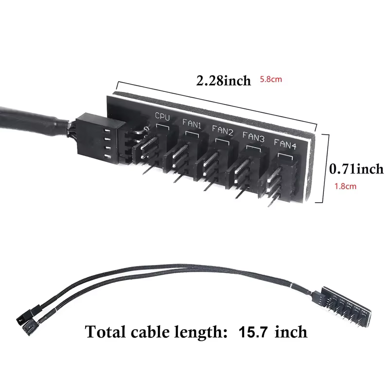 USB 2.0 Cable for Computer Case with PVC Jacket Braid Shielding 3A Fast Charging Front Panel Fan Connector MY Brand Model MY5018