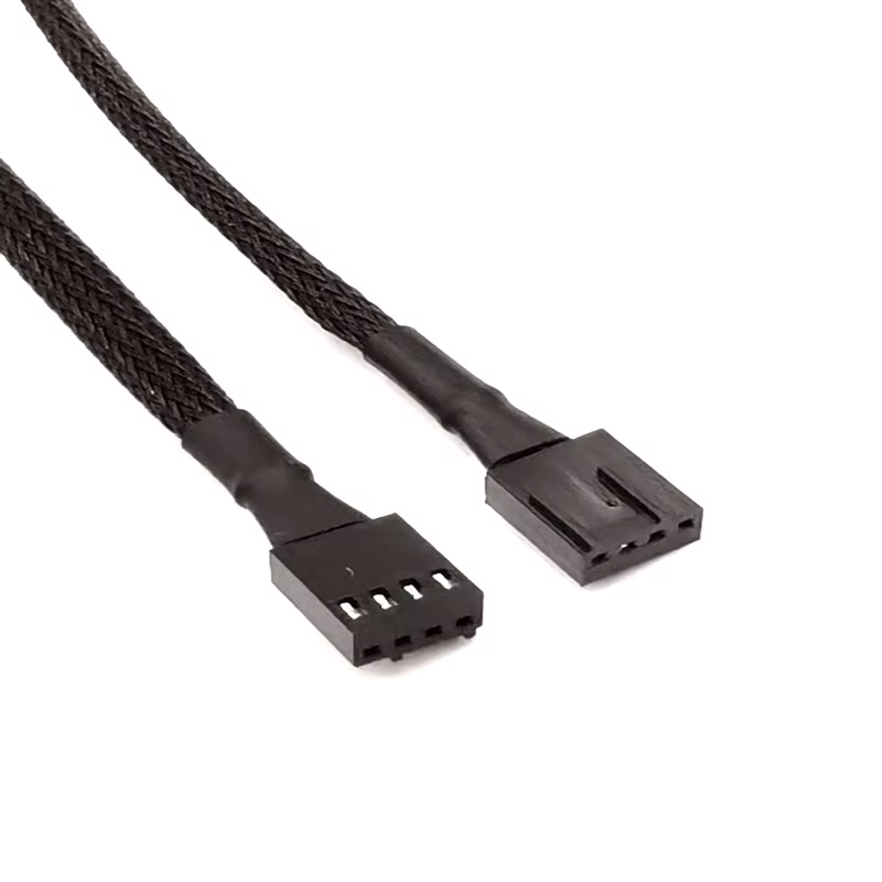 4Pin PWM Female Female 60cm Black Whole Sleeve Fan Cable USB 2.0 Standard PVC Jacket Custom Length Braid Shielding Computer