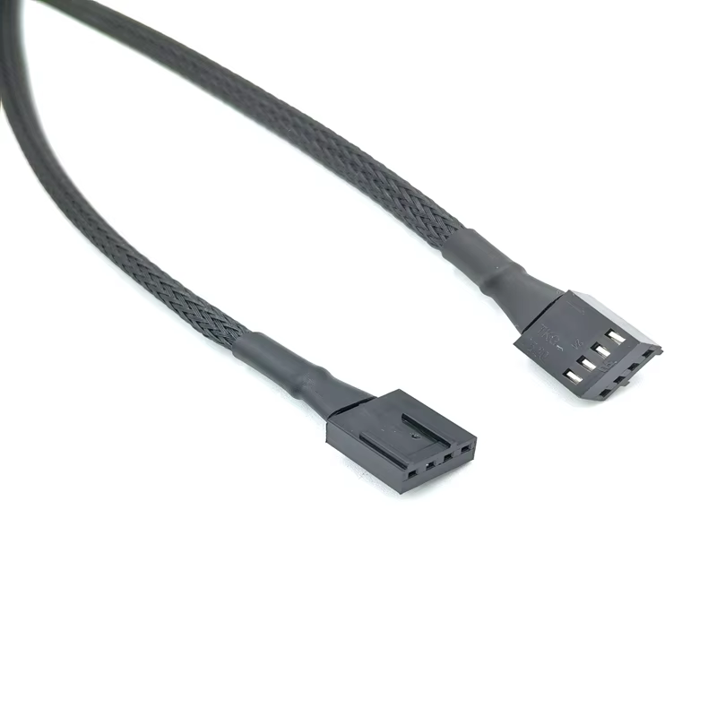 4Pin PWM Female Female 60cm Black Whole Sleeve Fan Cable USB 2.0 Standard PVC Jacket Custom Length Braid Shielding Computer