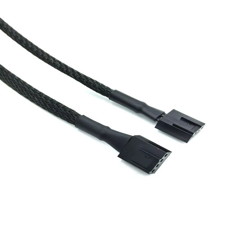 4Pin PWM Female Female 60cm Black Whole Sleeve Fan Cable USB 2.0 Standard PVC Jacket Custom Length Braid Shielding Computer