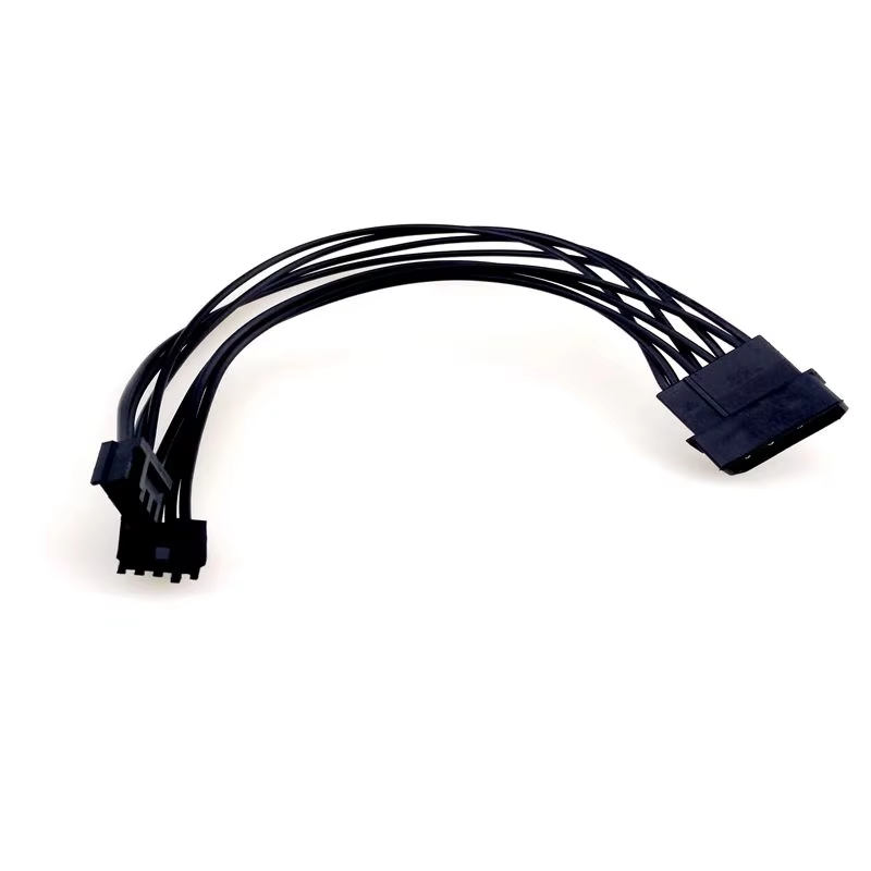 Molex to Dual Floppy Power Connector. One Floppy Drive Connector Black Wires and Connectors. Fix Wiring Pinouts Cable