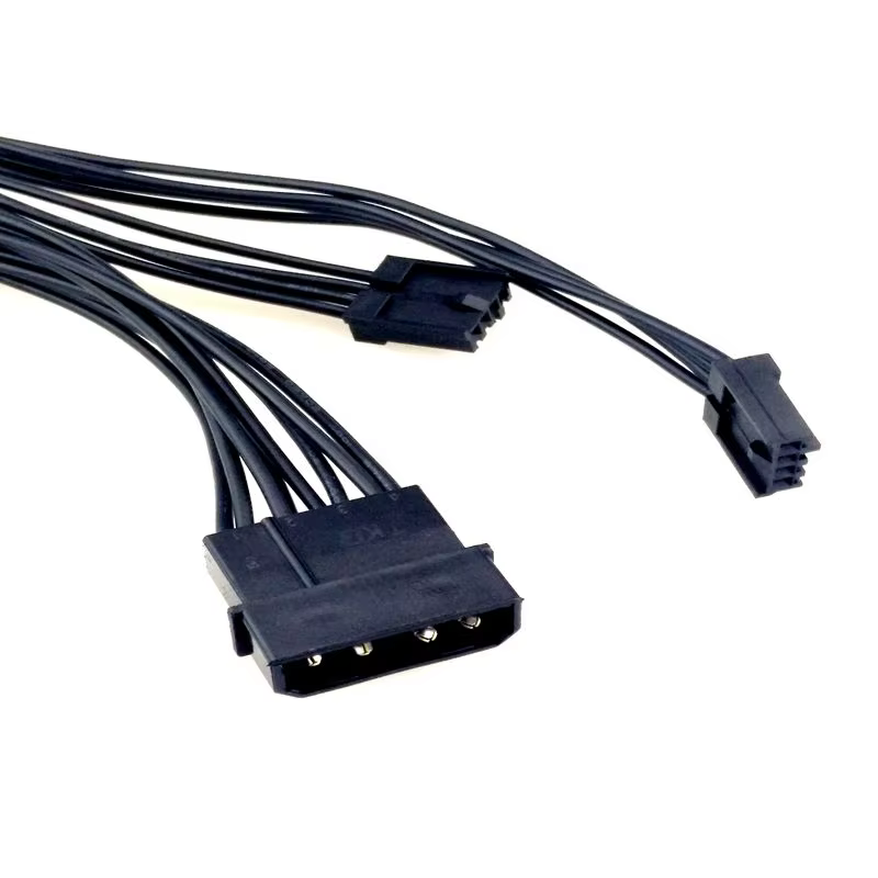Molex to Dual Floppy Power Connector. One Floppy Drive Connector Black Wires and Connectors. Fix Wiring Pinouts Cable
