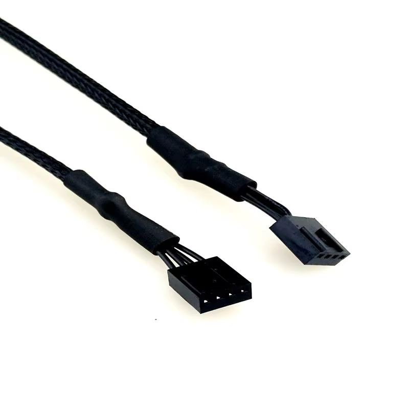 Motherboard CPU 4-pin Female Fan Connector to Backplane (Thelio-IO) 4-female Fan Connector with Whole Sleeve Cable