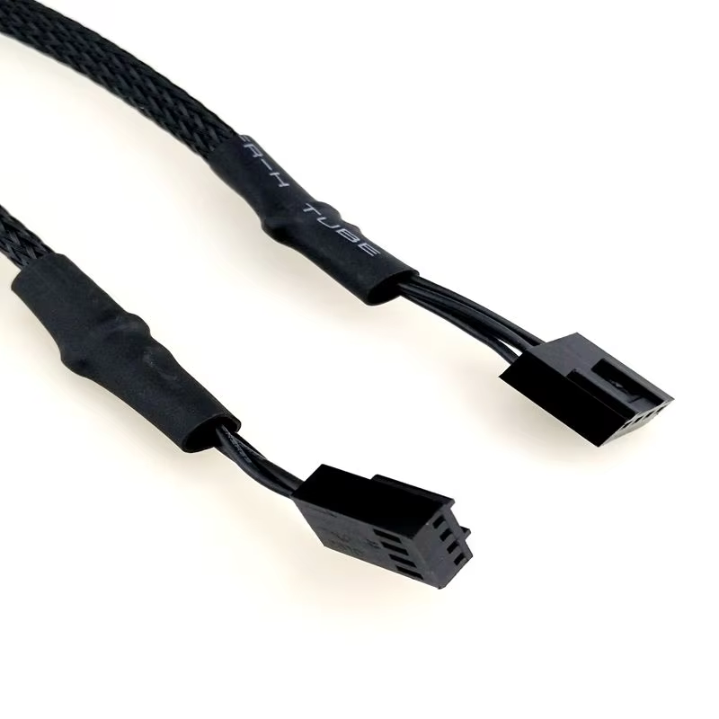 Motherboard CPU 4-pin Female Fan Connector to Backplane (Thelio-IO) 4-female Fan Connector with Whole Sleeve Cable