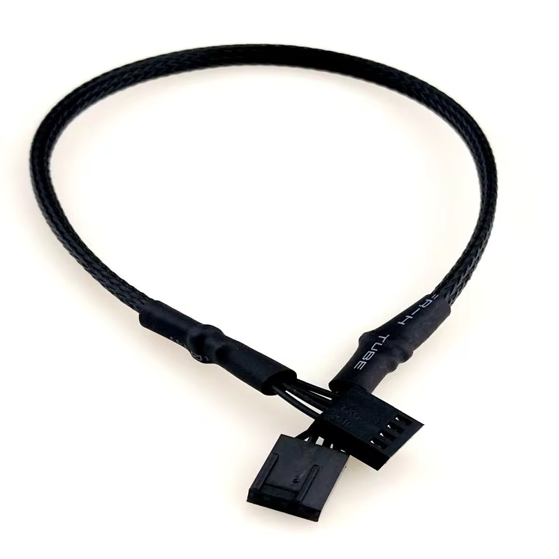 Motherboard CPU 4-pin Female Fan Connector to Backplane (Thelio-IO) 4-female Fan Connector with Whole Sleeve Cable
