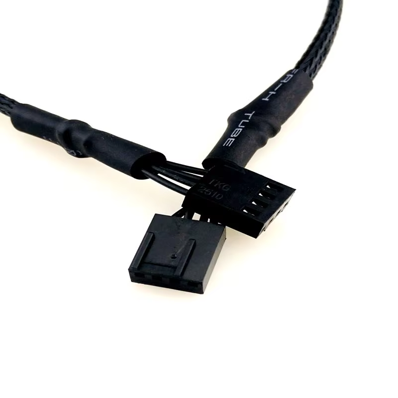 Motherboard CPU 4-pin Female Fan Connector to Backplane (Thelio-IO) 4-female Fan Connector with Whole Sleeve Cable