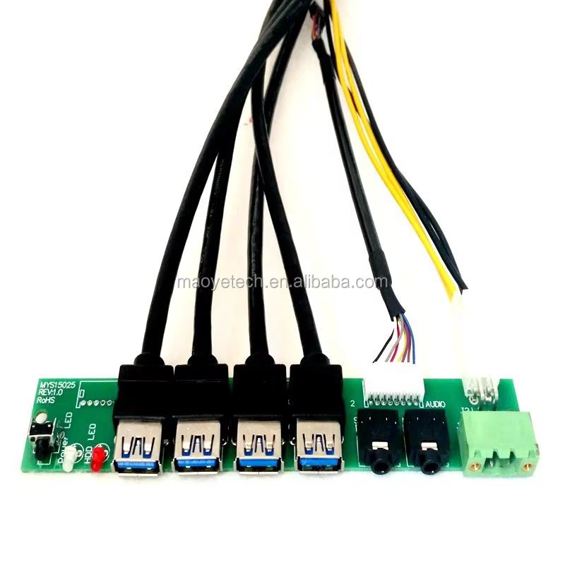 DIY PC Front Panel I/O Board Dual USB3.0 HD Audio Power Switch LED for Custom Computer Case Modification
