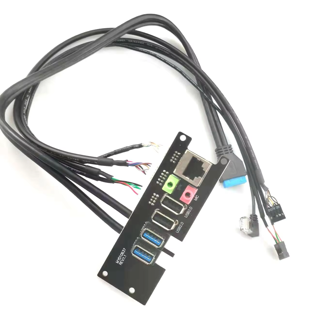 PC Computer Case Front Panel Mounted with Lan Ethernet and USB 3.0 + USB 2.0 Audio Port Mic Earphone Cable