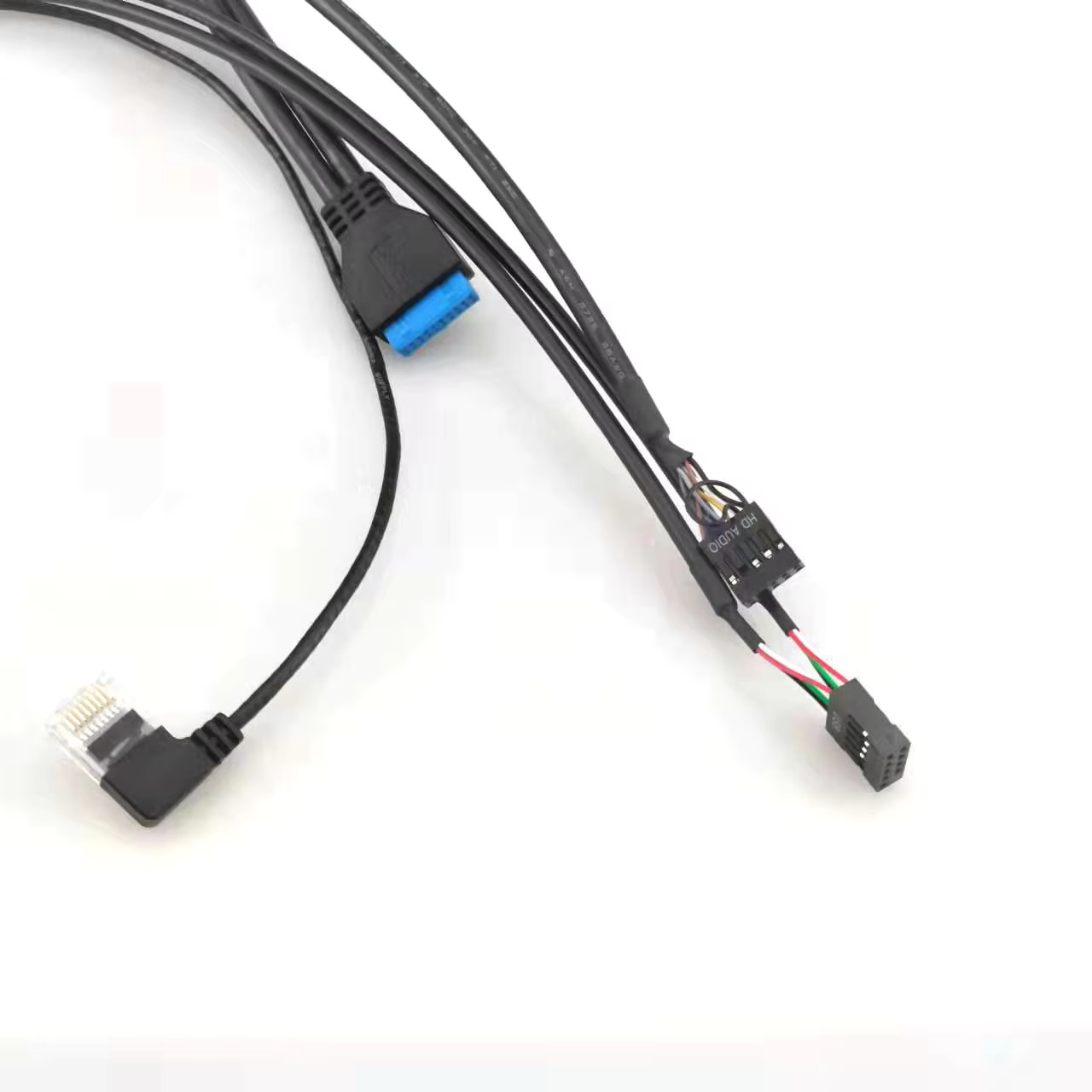 PC Computer Case Front Panel Mounted with Lan Ethernet and USB 3.0 + USB 2.0 Audio Port Mic Earphone Cable