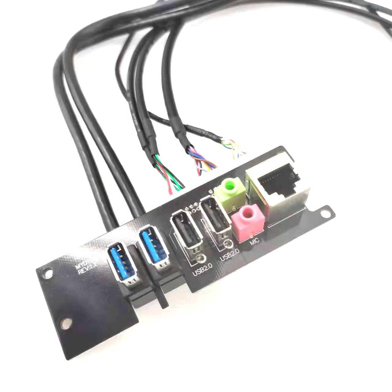 PC Computer Case Front Panel Mounted with Lan Ethernet and USB 3.0 + USB 2.0 Audio Port Mic Earphone Cable