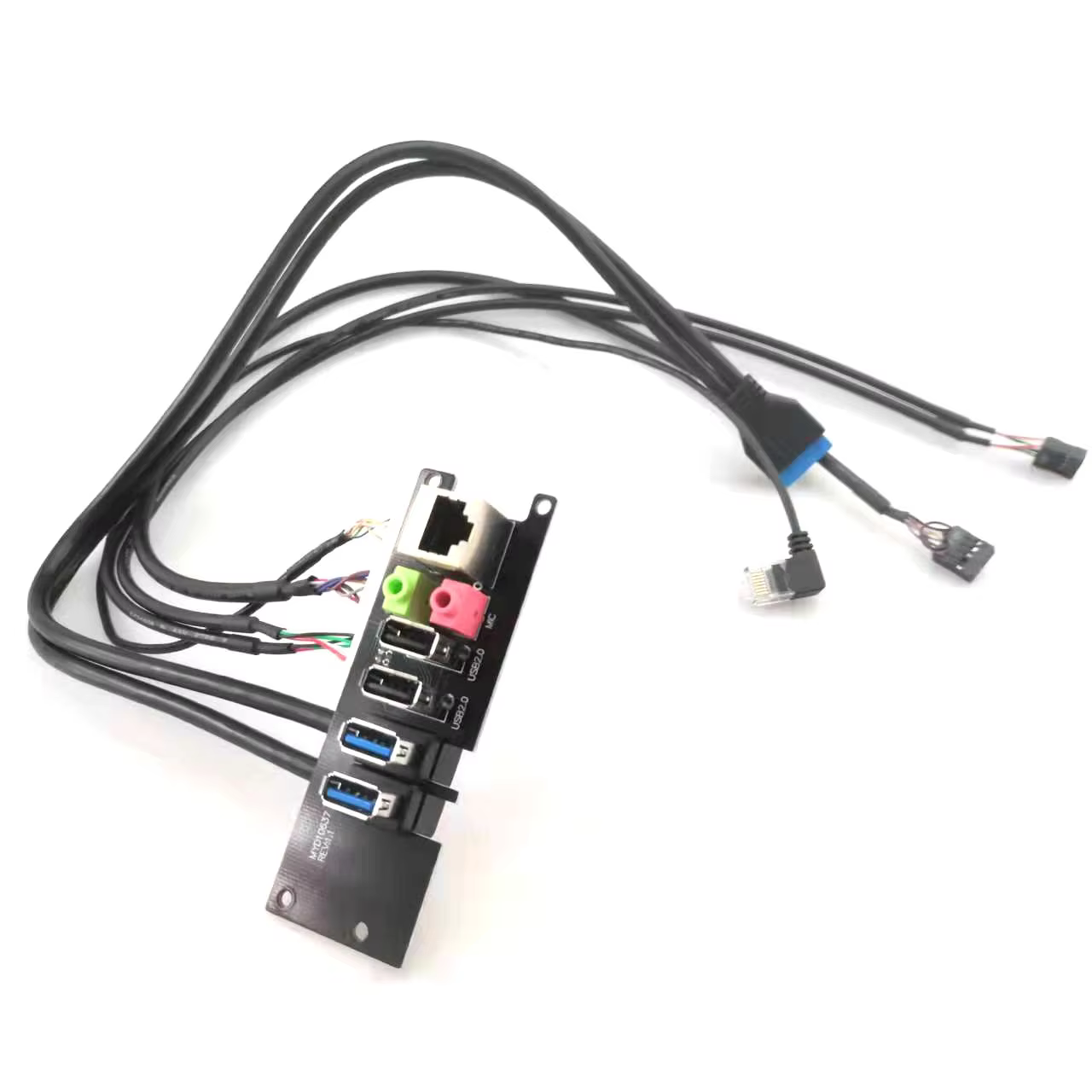 PC Computer Case Front Panel Mounted with Lan Ethernet and USB 3.0 + USB 2.0 Audio Port Mic Earphone Cable