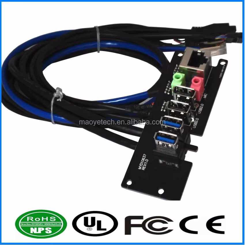Maoye PC Computer Case Front Panel USB 3.0 Audio Port Mic Earphone Cable PVC Jacket Braid 90cm Length 3A Fast Charging