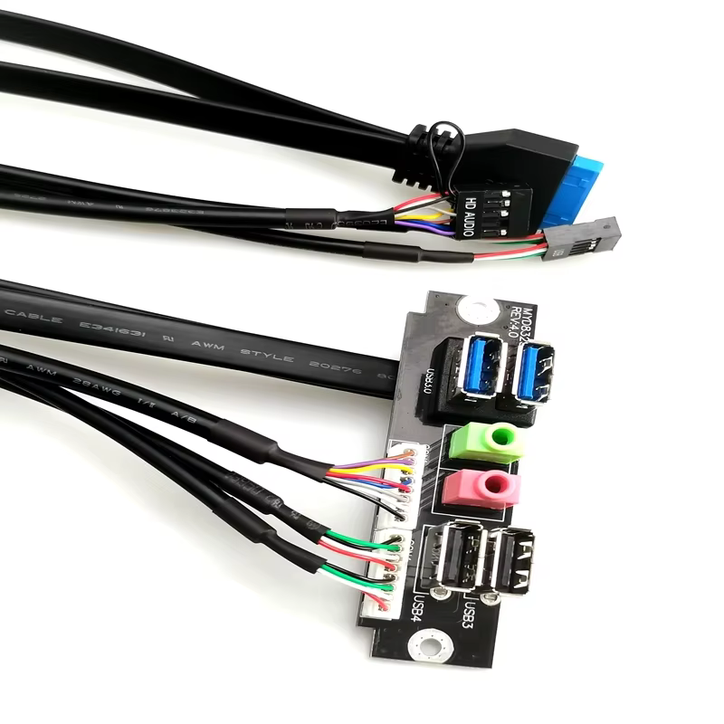 Computer case Front Panelcable with USB3.0 2.0 and HD AUDIO Computer case Front Panel Cable Can with Fate Cable and Round Cable