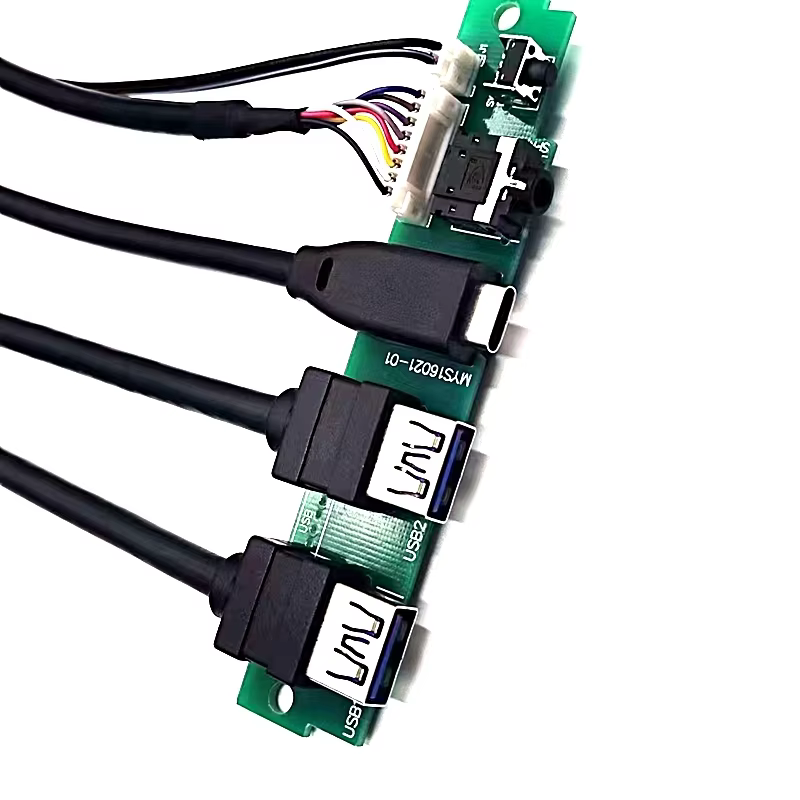 New Type C Type E Computer Case with Front Panel Cable with USB Audio Ports Plastic Material Includes Power Supply