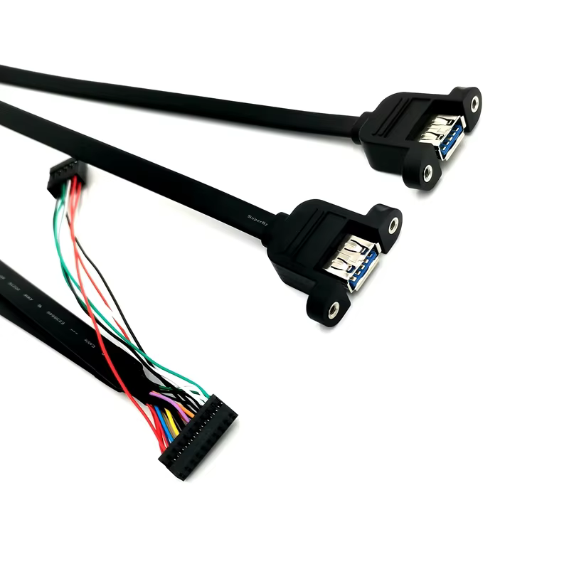 High Quality Dual Flat PVC Tinned Copper Core USB 3.0 to USB 2.0 Slim 20 Pin Foil Shielded Cable for Computer