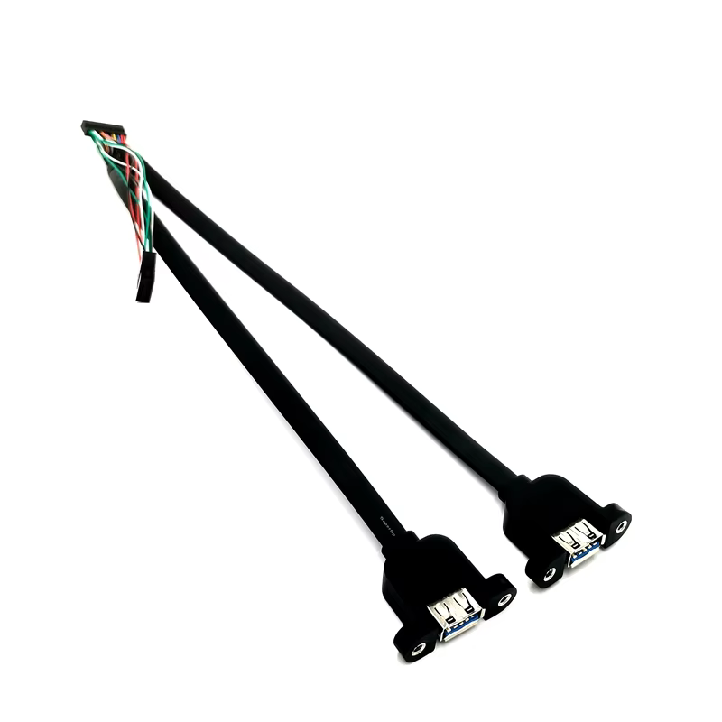 High Quality Dual Flat PVC Tinned Copper Core USB 3.0 to USB 2.0 Slim 20 Pin Foil Shielded Cable for Computer