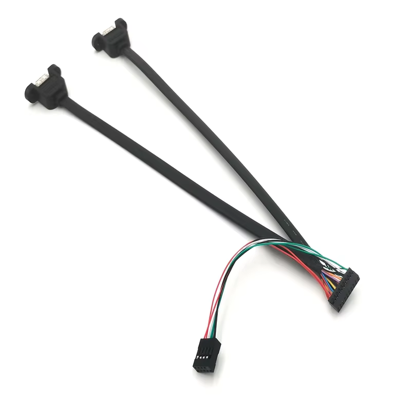 High Quality Dual Flat PVC Tinned Copper Core USB 3.0 to USB 2.0 Slim 20 Pin Foil Shielded Cable for Computer