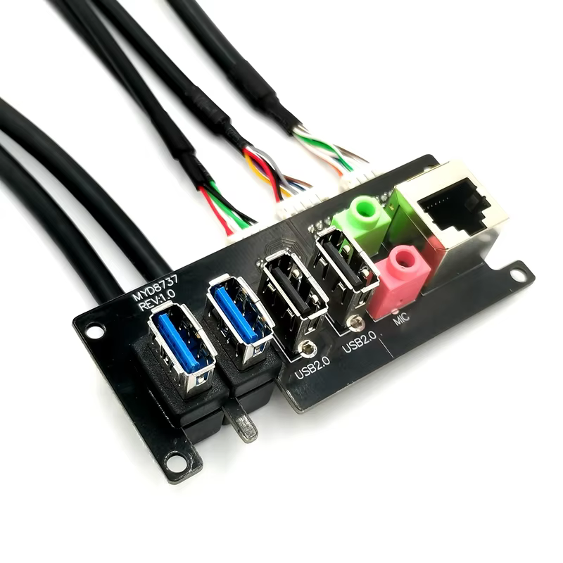 with Dual USB 2.0 Cable and Dual USB 3.0 Cable and HD AUDIO Jack and RJ45 Internet Network PC Computer case Panel Cable