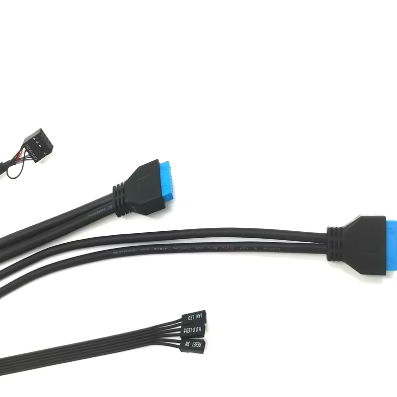Factory Sell with 2 USB 3.0 and Dual USB Type C Cable and HD AUDIO Jack and HDD Power SW PC Computer case Panel Cable