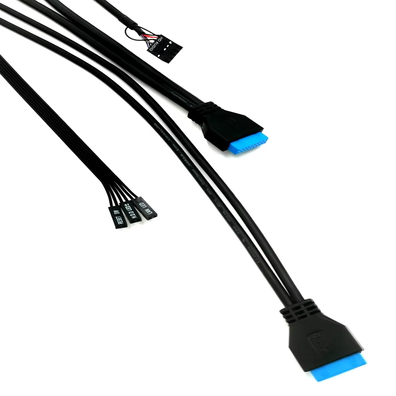 Factory Sell with 2 USB 3.0 and Dual USB Type C Cable and HD AUDIO Jack and HDD Power SW PC Computer case Panel Cable