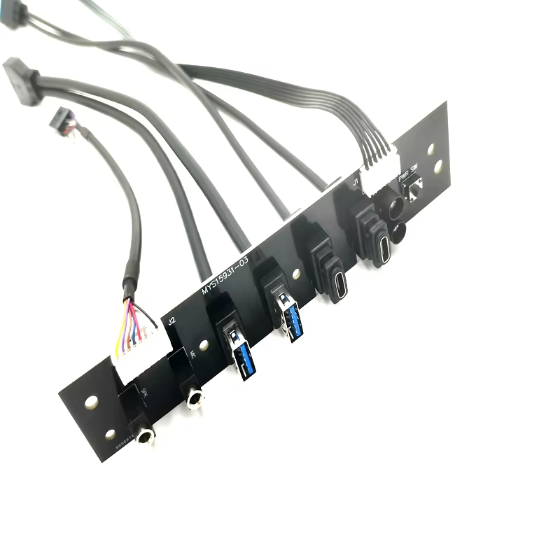 Factory Sell with 2 USB 3.0 and Dual USB Type C Cable and HD AUDIO Jack and HDD Power SW PC Computer case Panel Cable