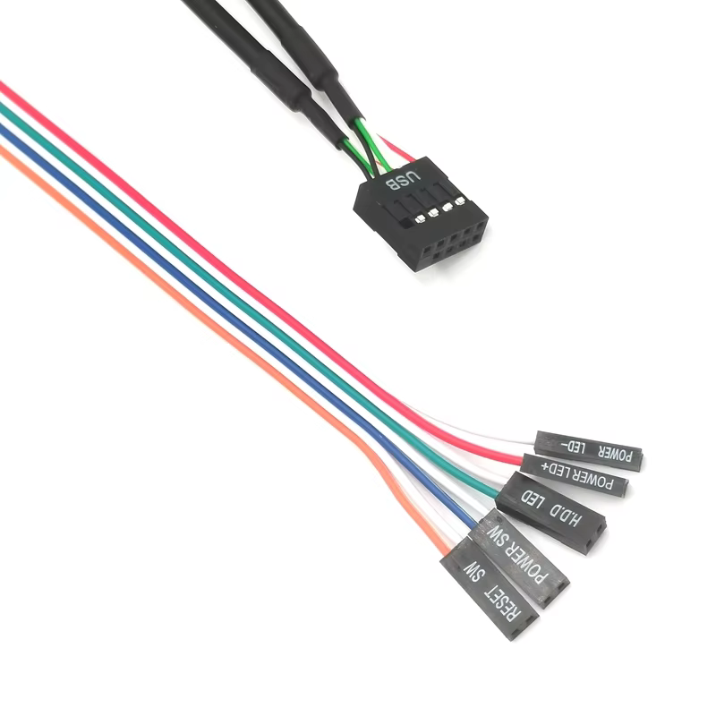 OEM ODM High Quality HDD LED Power LED and Power SW Dual USB 2.0 Computer case Front Panel Cable