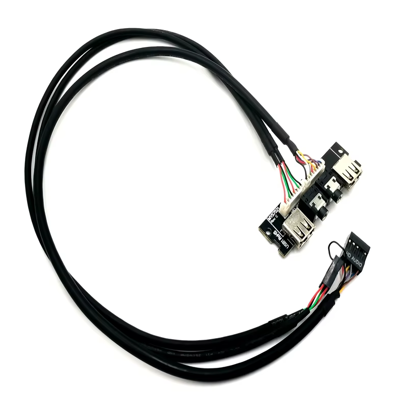 Factory Sell Dual USB 3.1 and HD Audio Jack PVC Cable with 3A Fast Charging for Computer PC Case Front Panel (60cm)