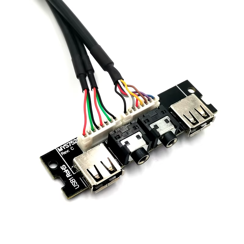 Factory Sell Dual USB 3.1 and HD Audio Jack PVC Cable with 3A Fast Charging for Computer PC Case Front Panel (60cm)