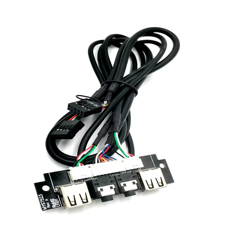 Factory Sell Dual USB 3.1 and HD Audio Jack PVC Cable with 3A Fast Charging for Computer PC Case Front Panel (60cm)