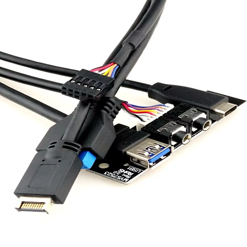 USB3.0+Type C Female Stripped End HD Audio Computer Case Front Panel Cable Power Cords & Extension Cords