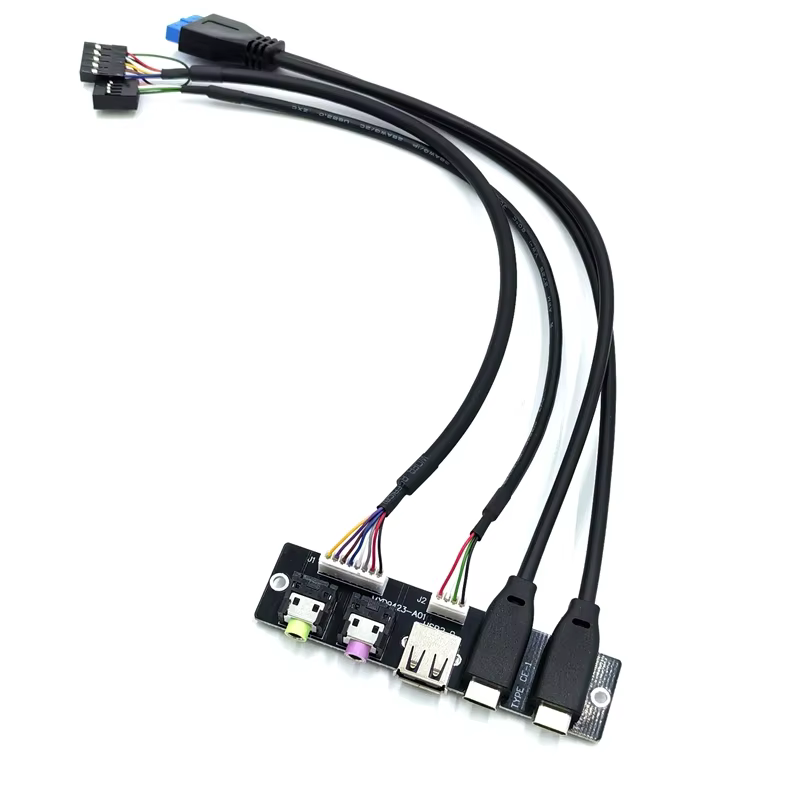 Internal Computer Front Panel Cable USB 3.1 Type-C Female Audio Jack PVC Material 3A Fast Charging 60cm/Customizable Length