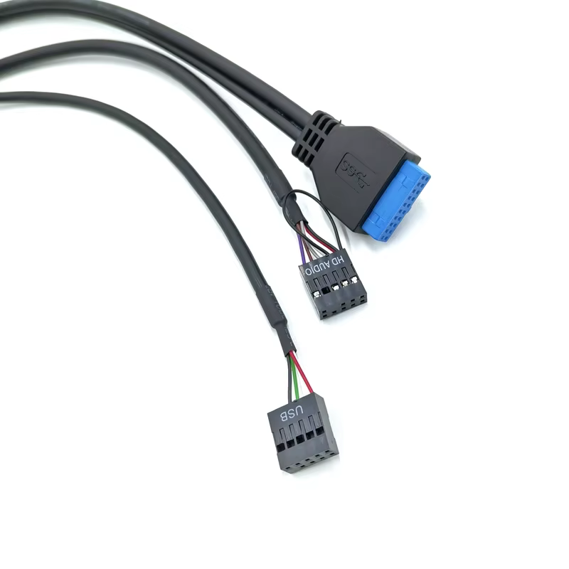 Internal Computer Front Panel Cable USB 3.1 Type-C Female Audio Jack PVC Material 3A Fast Charging 60cm/Customizable Length
