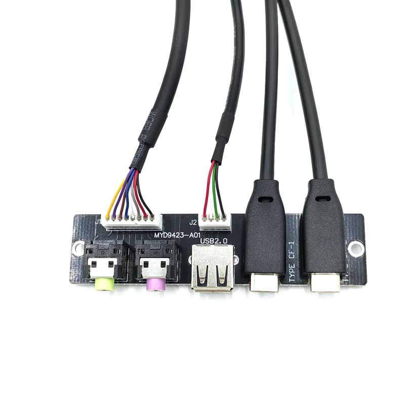 Internal Computer Front Panel Cable USB 3.1 Type-C Female Audio Jack PVC Material 3A Fast Charging 60cm/Customizable Length