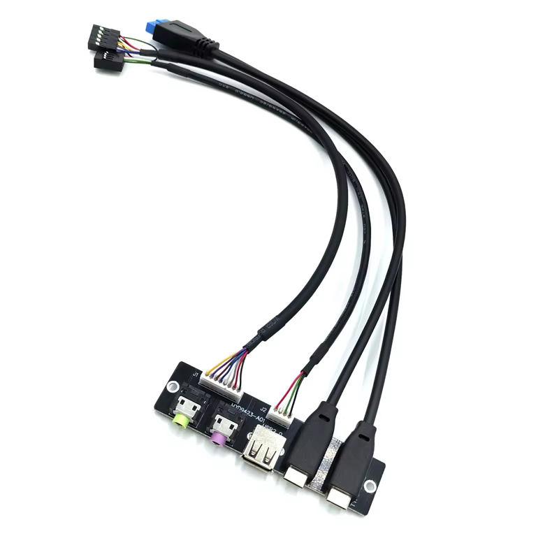 Internal Computer Front Panel Cable USB 3.1 Type-C Female Audio Jack PVC Material 3A Fast Charging 60cm/Customizable Length